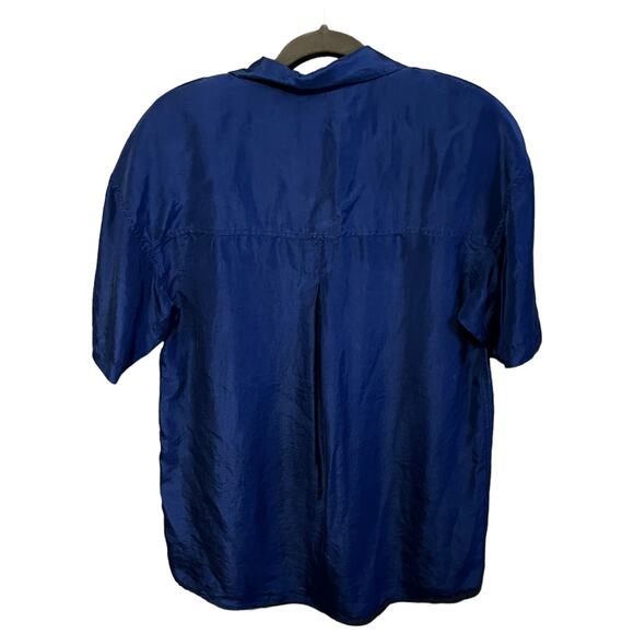 Vintage Studio New York 100% Silk Oversized Button Down Electric Blue Size S - Picture 8 of 9
